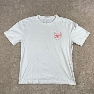 Official Arsenal FC Graphic T-Shirt Mens XS White Cannon Crest Gunners Soccer